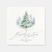 Modern Script Pine Tree Merriest Christmas Servet (Voorkant)