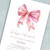 Modern Script Pink Bow-Baby shower Kaart