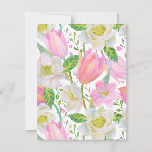 Modern Script Pink Floral Wedding Save the Date Kaart (Achterkant)