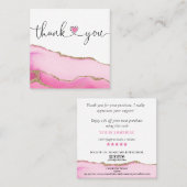 Modern script Pink Heart Bedankt voor uw bestellin Vierkante Visitekaartje (Voorkant / Achterkant)