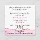 Modern script Pink Heart Bedankt voor uw bestellin Vierkante Visitekaartje (Achterkant)