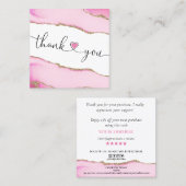 Modern script Pink Heart Bedankt voor uw bestellin Vierkante Visitekaartje (Voorkant / Achterkant)