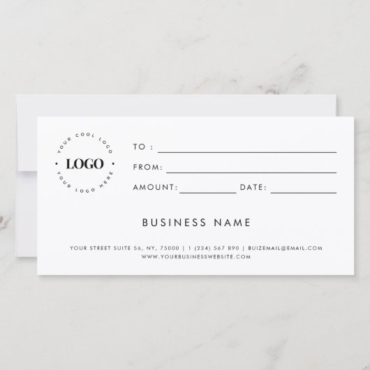 Modern Script Plain Business Logo Cadeaubon (Achterkant)