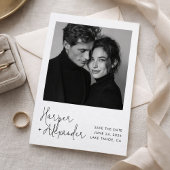 Modern Script Polaroid Photo Wedding Save the Date
