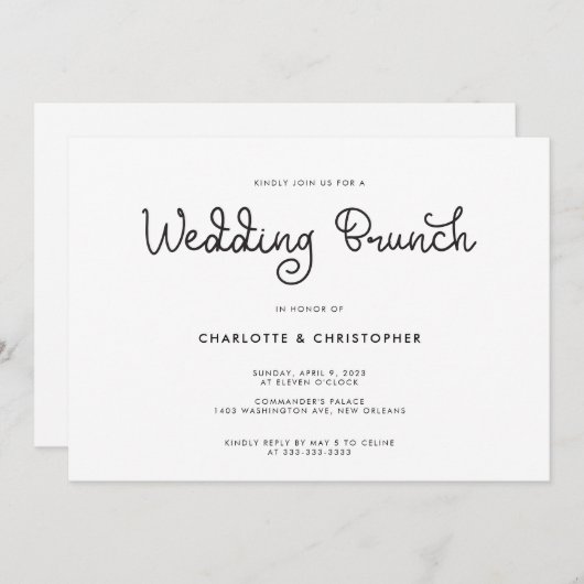 Modern Script Post Bruiloft Brunch Uitnodiging (Voorkant / Achterkant)