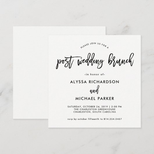 Modern script | Post Wedding Brunch Uitnodiging (Voorkant / Achterkant)