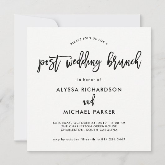 Modern script | Post Wedding Brunch Uitnodiging (Voorkant)