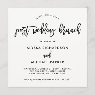 Modern script   Post Wedding Brunch Uitnodiging