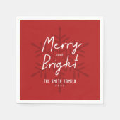 Modern Script Prettig & Helder Sneeuwvlokken Kerst Servet (Voorkant)