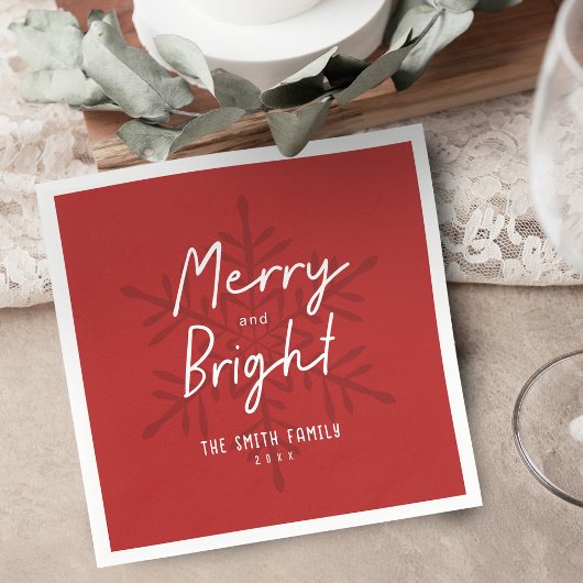 Modern Script Prettig & Helder Sneeuwvlokken Kerst Servet