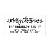 Modern Script Prettig Kerst Adres Rubberstempel (Afrduk)