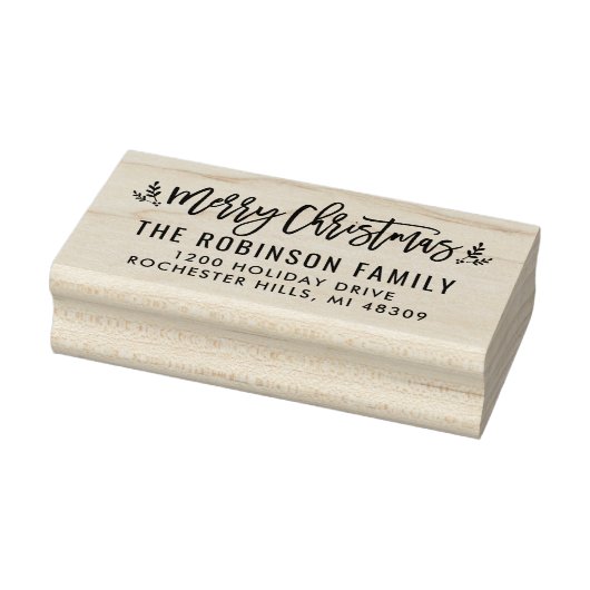 Modern Script Prettig Kerst Adres Rubberstempel (Stempel)