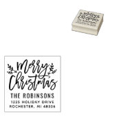 Modern Script Prettig Kerst Adres Rubberstempel (Gestempeld)