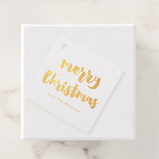 Modern Script Prettig Kerst Geschenk Goud Bedankjes Labels (Met doos)