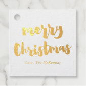 Modern Script Prettig Kerst Geschenk Goud Bedankjes Labels (Voorkant)