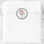 Modern script Prettig kerstfeest denneappel bloem Ronde Sticker (Tas)