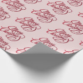 Modern script, prettig kerstgeblindeerde roze cadeaupapier (Hoek)