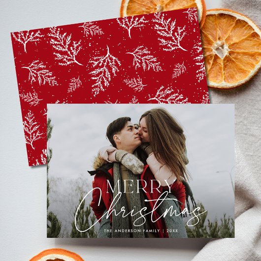 Modern Script Prettig Kerstmis Foto Feestdagenkaart