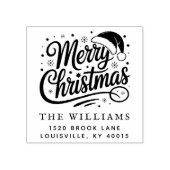 Modern Script Prettig Kerstmis Retouradres Rubberstempel (Afrduk)