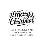 Modern Script Prettig Kerstmis Retouradres Rubberstempel (Afrduk)