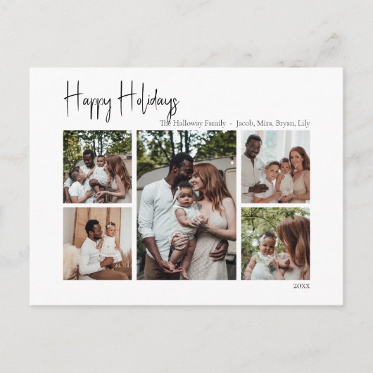 Modern script Prettige feestdagen 5-foto (Voorkant)