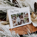 Modern script Prettige feestdagen 5-foto's gevouwe<br><div class="desc">Dit moderne manuscript prettige feestdagen gevouwen vijf-fotovakantiekaart is perfect voor uw minimalistische shabby chic boho zwarte en witte vakantiegroet. De minimale witte handgeschreven kalligrafie is delicaat en robuust, terwijl het klasje en elegant blijft. Het ontwerp weerspiegelt een eenvoudige, volledig witte winterdag en roept herinneringen op aan een meer simplistisch leven....</div>