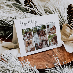 Modern script Prettige feestdagen 5-foto's gevouwe