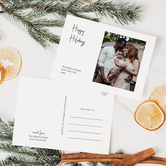 Modern script Prettige feestdagen één foto