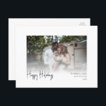 Modern script Prettige feestdagen Faded foto<br><div class="desc">Dit moderne script prettige feestdagen gevlekte briefkaart voor fotovakantie is perfect voor uw minimalistische shabby chic boho zwarte en witte vakantie groet. De minimale witte handgeschreven kalligrafie is delicaat en robuust, terwijl het klasje en elegant blijft. Het ontwerp weerspiegelt een eenvoudige, volledig witte winterdag en roept herinneringen op aan een...</div>