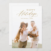 Modern Script prettige feestdagen familie Fotovaka Feestdagenkaart (Voorkant / Achterkant)