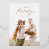 Modern Script Prettige feestdagen Family Photo Hol (Voorkant)