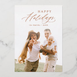 Modern Script Prettige feestdagen Family Photo Hol