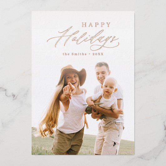 Modern Script Prettige feestdagen Family Photo Hol (Voorkant)