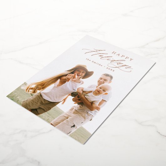 Modern Script Prettige feestdagen Family Photo Hol (Gedraaid)