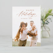 Modern Script Prettige feestdagen Family Photo Hol (Staand Voorkant)