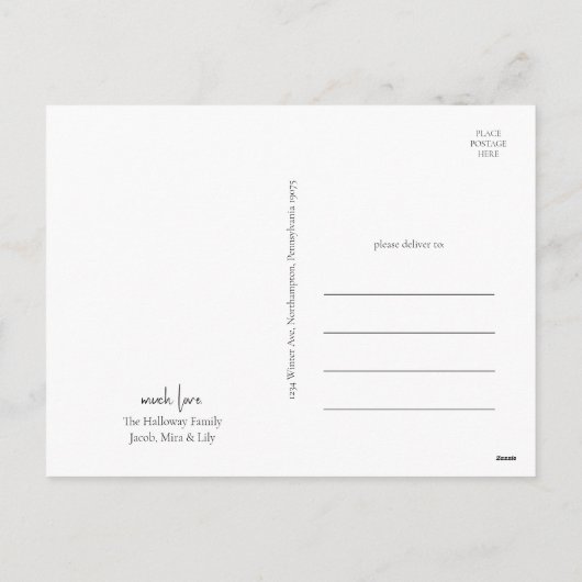 Modern script Prettige feestdagen Verticaal getand (Achterkant)