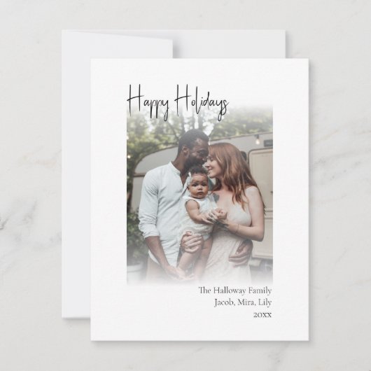 Modern script Prettige feestdagen Verticaal getand Feestdagenkaart (Voorkant)