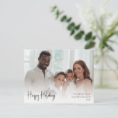 Modern script Prettige feestdagen volledige foto Feestdagenkaart (Staand voorkant)