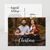 Modern script, prettige kerstfoto briefkaart (Voorkant / Achterkant)