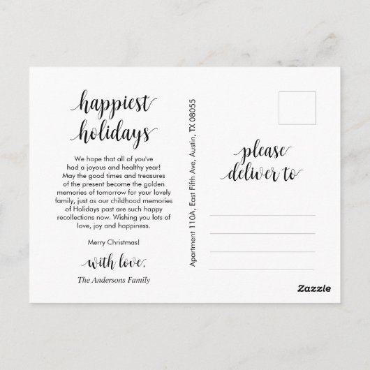 Modern Script, prettige kerstfoto Postca Briefkaart (Achterkant)