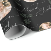 Modern Script Prettigst Kerstmis Familie 2 foto Cadeaupapier (Rol Hoek)