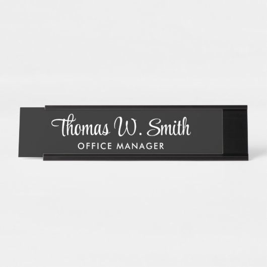 Modern Script Professional Black Bureau Naambordje (Voorkant)