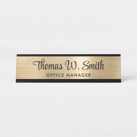 Modern Script Professional Gold Bureau Naambordje (Voorkant)