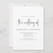 Modern script QR Code Black and White Wedding Kaart (Voorkant)