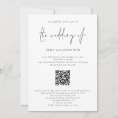 Modern script QR Code Black and White Wedding Kaart (Voorkant)