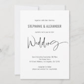 Modern Script QR Code Black White Wedding Kaart (Voorkant)