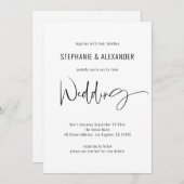Modern Script QR Code Black White Wedding Kaart (Voorkant / Achterkant)
