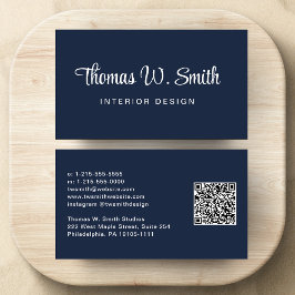 Modern Script QR Code Blauw Visitekaartje