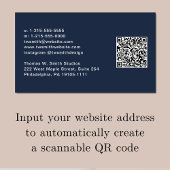 Modern Script QR Code Blauw Visitekaartje