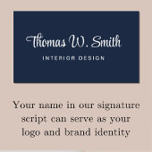 Modern Script QR Code Blauw Visitekaartje